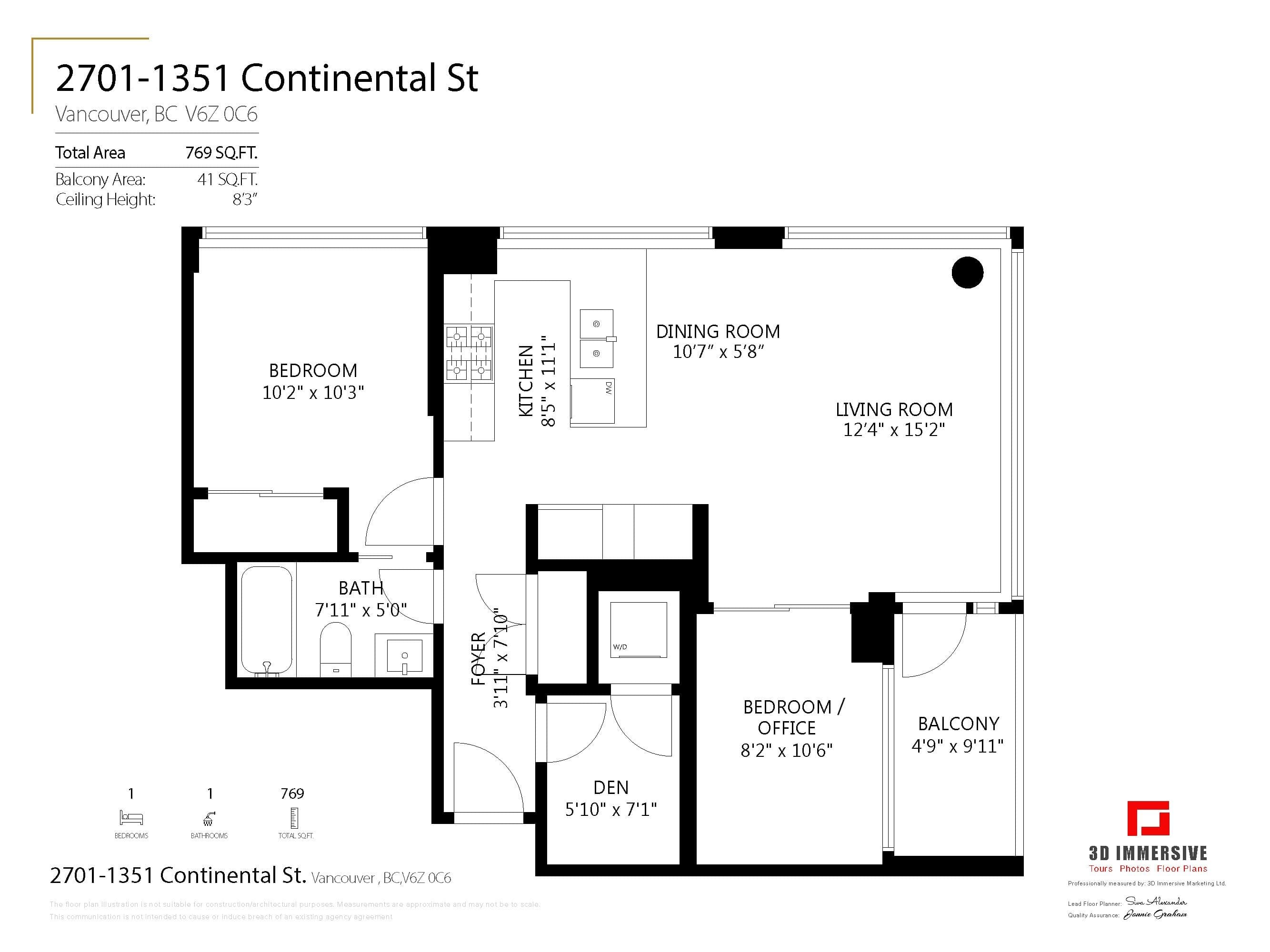2701 - 1351 Continental Street, Vancouver, V6Z 0C6 — photo 2