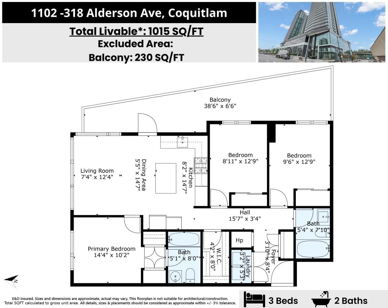 1102 - 318 Alderson Avenue, Coquitlam, V3K 0J1 — photo 3