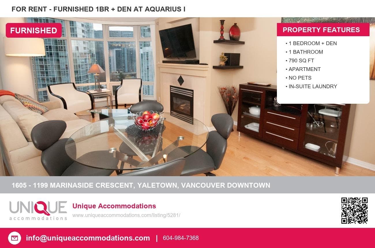 1605 - 1199 Marinaside Crescent, Vancouver
